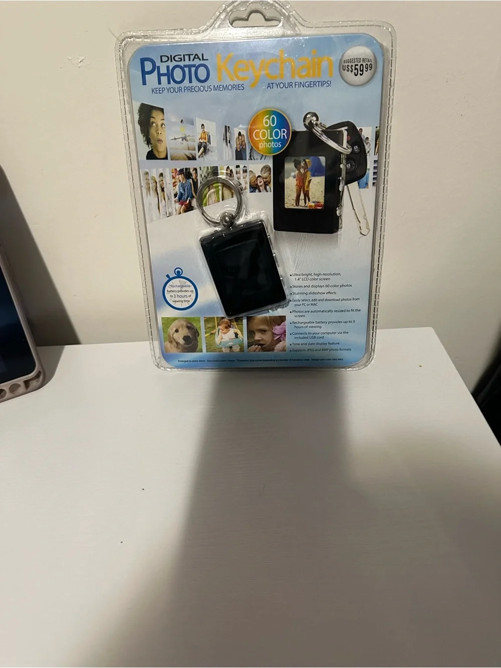 Source Unknown Black Digital Photo Keychain